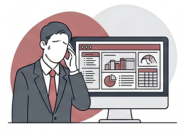 バックオフィス体制構築を検討する経営者のイラスト