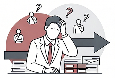 新規事業のマネジメントに悩む経営者のイラスト